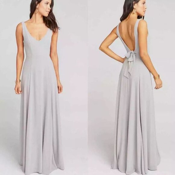 Show Me Your MuMu Dresses & Skirts - SHOW ME YOUR MUMU Jenn Maxi Dress Bridal, Wedding, in Dove Grey Chiffon Sz M
